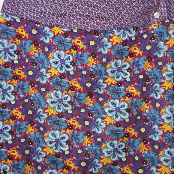 Moshiki (or Miriki/Gugi) Reversible Floral Cotton Wrap Mini Skirt Snap OSFM S-XL - Picture 8 of 13